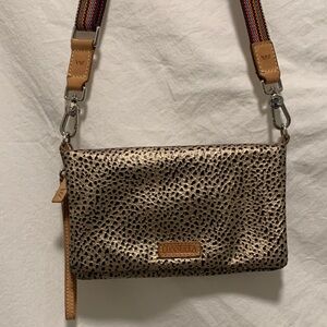 Consuela Wesley Uptown Crossbody Metallic Gold and Black Wristlet EUC